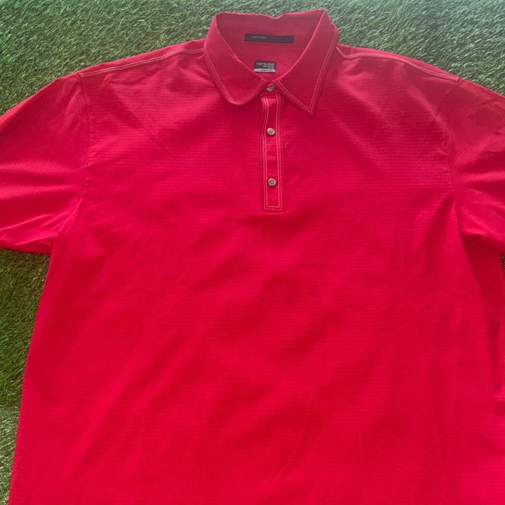 Men's Tiger Woods Collection Red Polo Shirt Nike Fit Dry Large - Picture 3 of 9